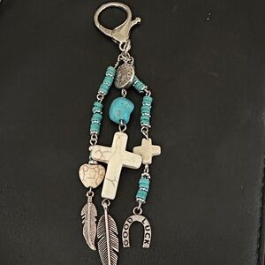 Turquoise beautiful charms and Cream Keychain bag charm